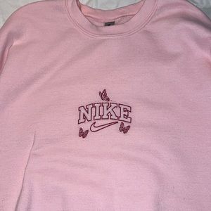 Custom Embroidered Nike Butterfly Pink Pullover